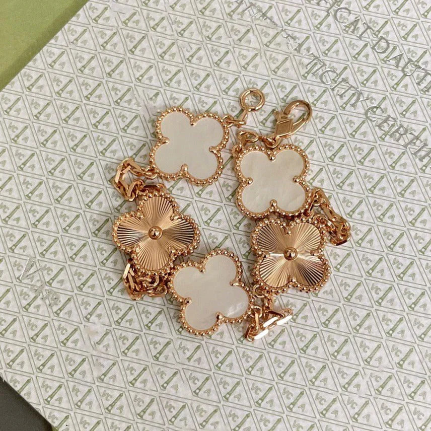 [Glimmer]CLOVER WHITE PEARL MOP 5 MOTIF BRACELET COLLECTION
