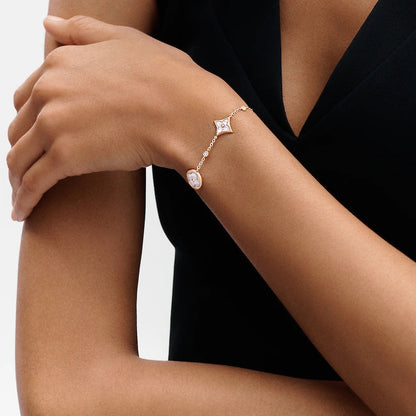[Glimmer]STAR AND SUN 4 MOTIF WHITE MOP PINK GOLD BRACELET