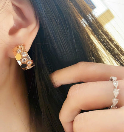 [Glimmer]BEE LOVE DIAMOND HOOP EARRINGS