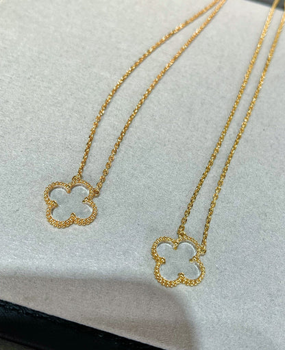[Glimmer]CLOVER ROCK CRYSTAL Glimmer GOLD NECKLACE