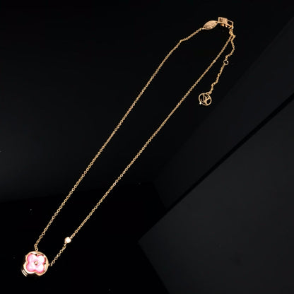 [Glimmer]COLOR BLOSSOM PINK MOP SUN GOLD NECKLACE
