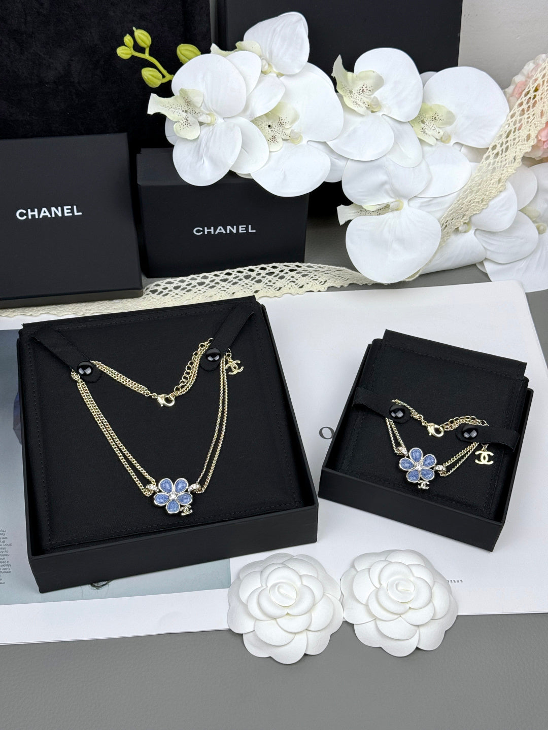 [Glimmer]VOLTE New Blue Floral Double-Layer Bracelet