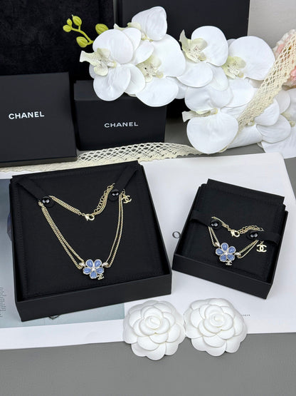 [Glimmer]VOLTE New Blue Floral Double-Layer Bracelet