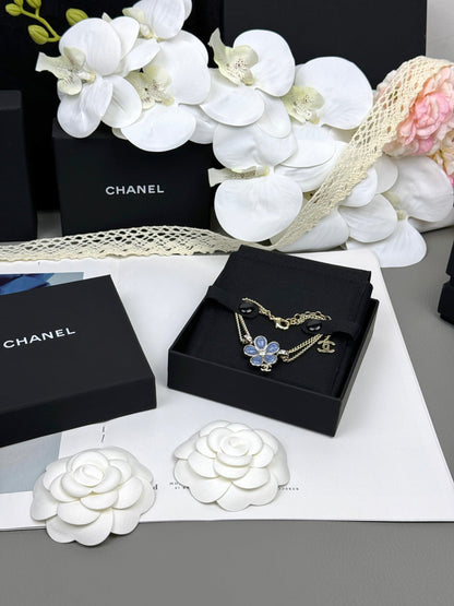 [Glimmer]VOLTE New Blue Floral Double-Layer Bracelet