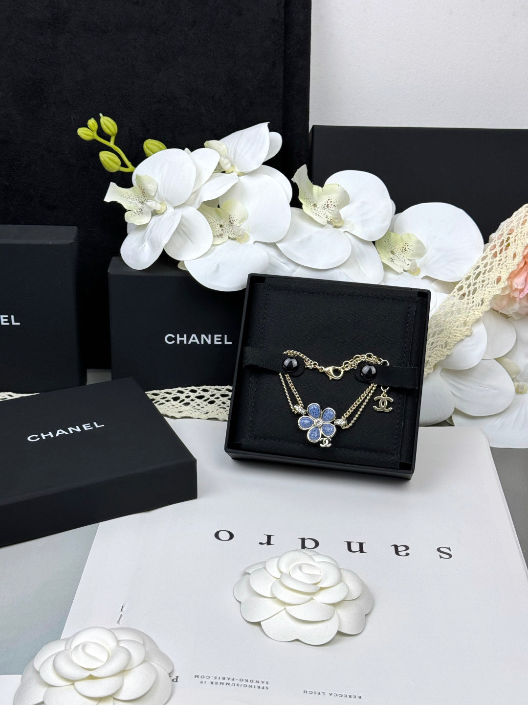 [Glimmer]VOLTE New Blue Floral Double-Layer Bracelet