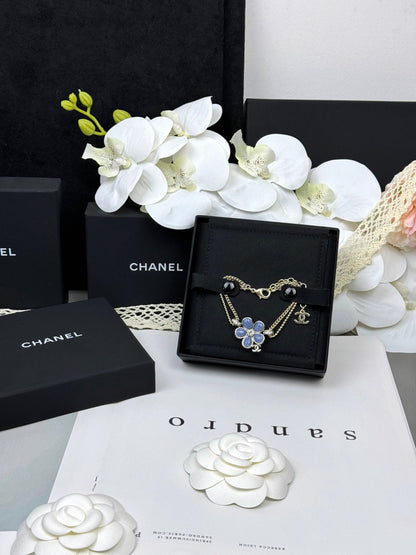 [Glimmer]VOLTE New Blue Floral Double-Layer Bracelet