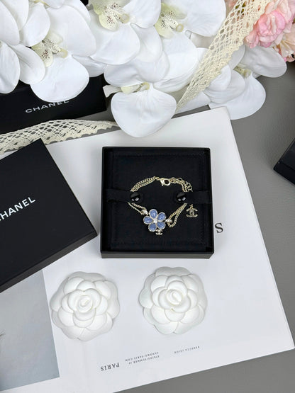 [Glimmer]VOLTE New Blue Floral Double-Layer Bracelet