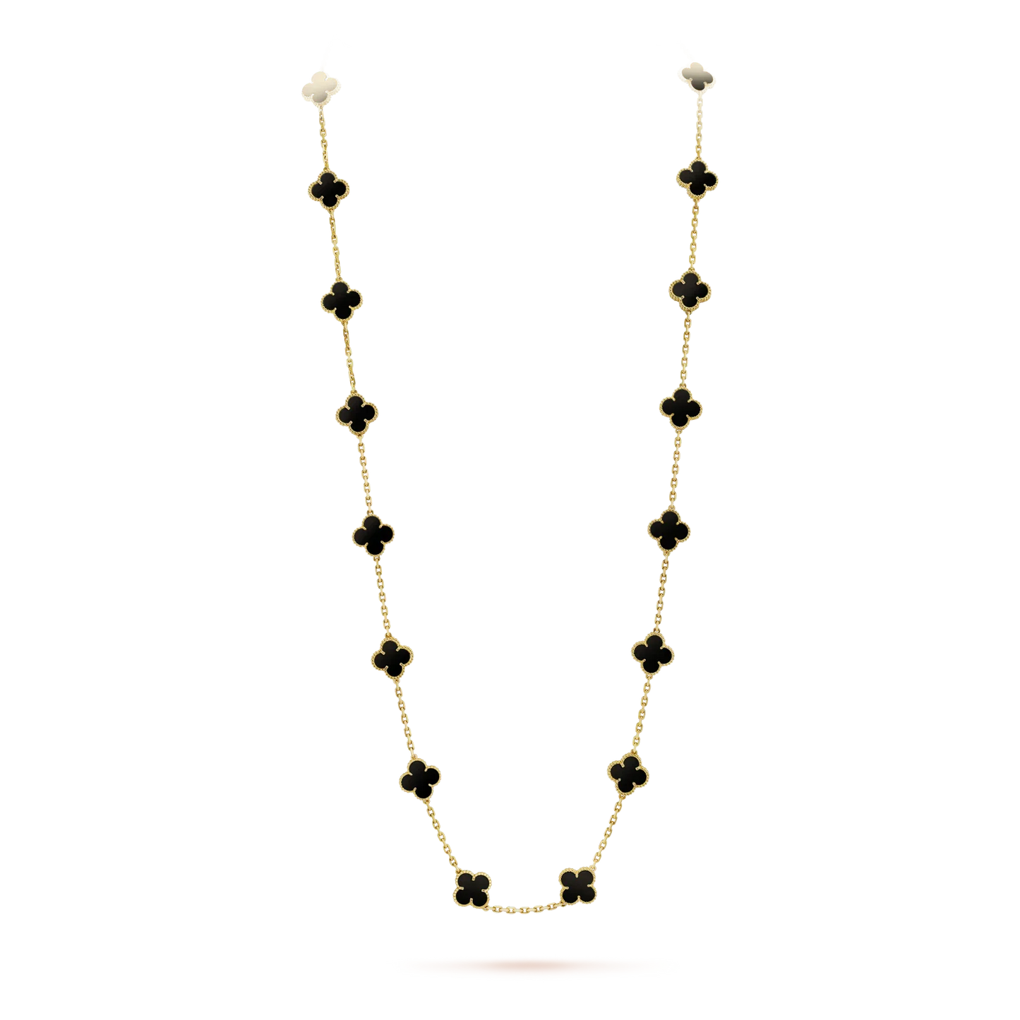 [Glimmer]CLOVER 20 MOTIFS ONYX NECKLACE