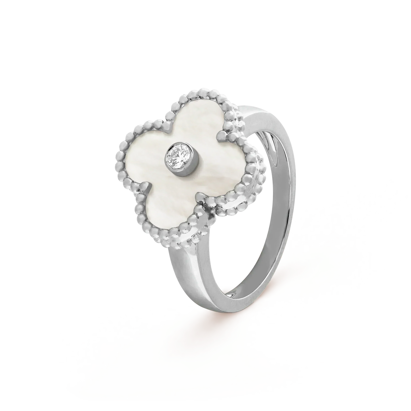 [Glimmer]CLOVER SILVER MOP DIAMOND RING