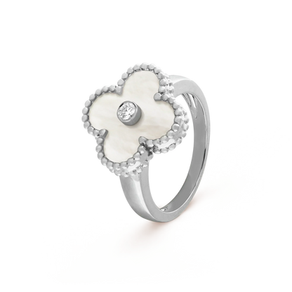 [Glimmer]CLOVER SILVER MOP DIAMOND RING