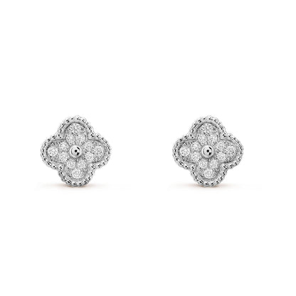 [Glimmer]CLOVER MINI DIAMOND STUD EARRINGS