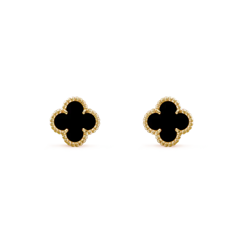 [Glimmer]CLOVER MINI 9.5MM BLACK MOP EARRINGS