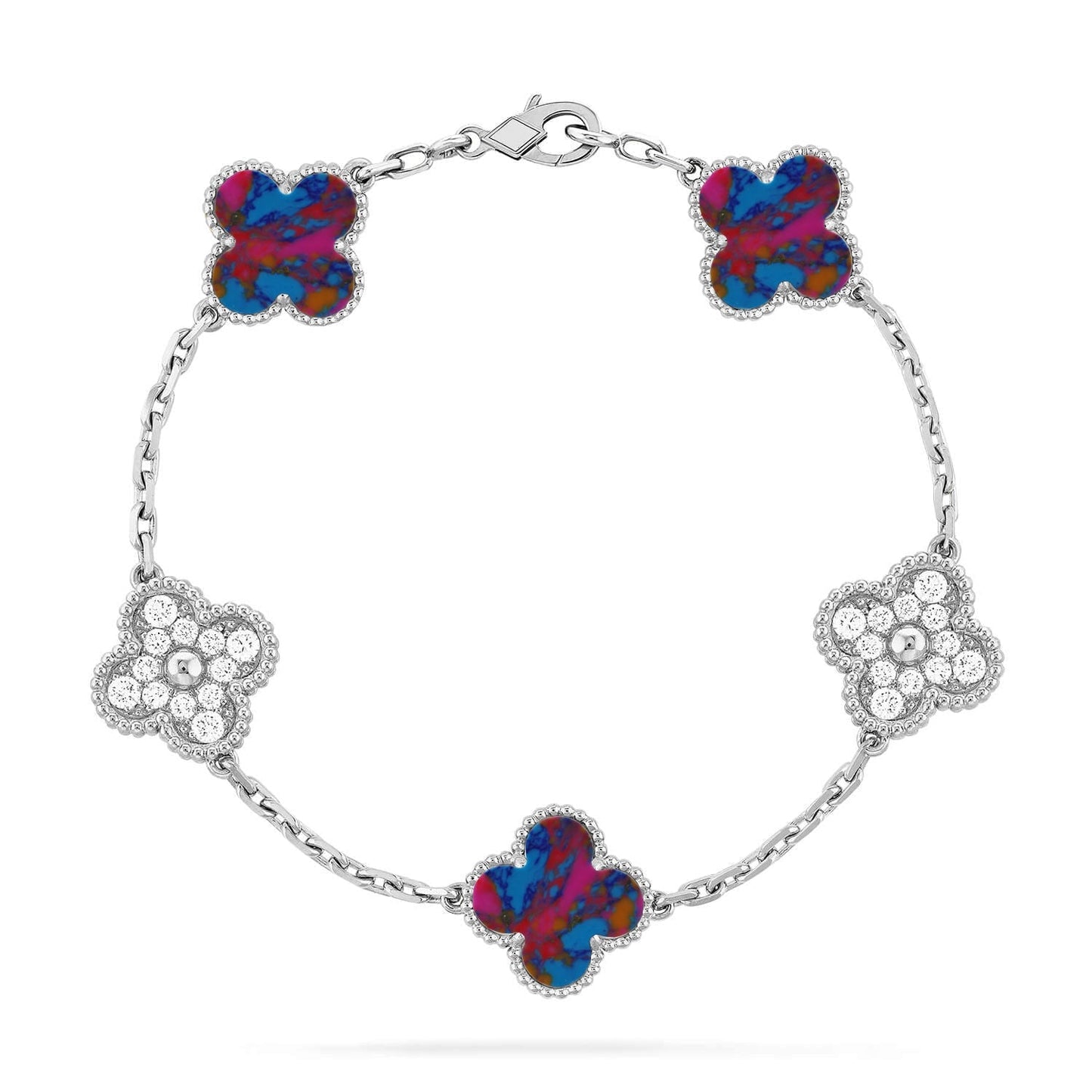[Glimmer]CLOVER 5 MOTIF COLOR GEMSTONES BRACELET COLLECTION