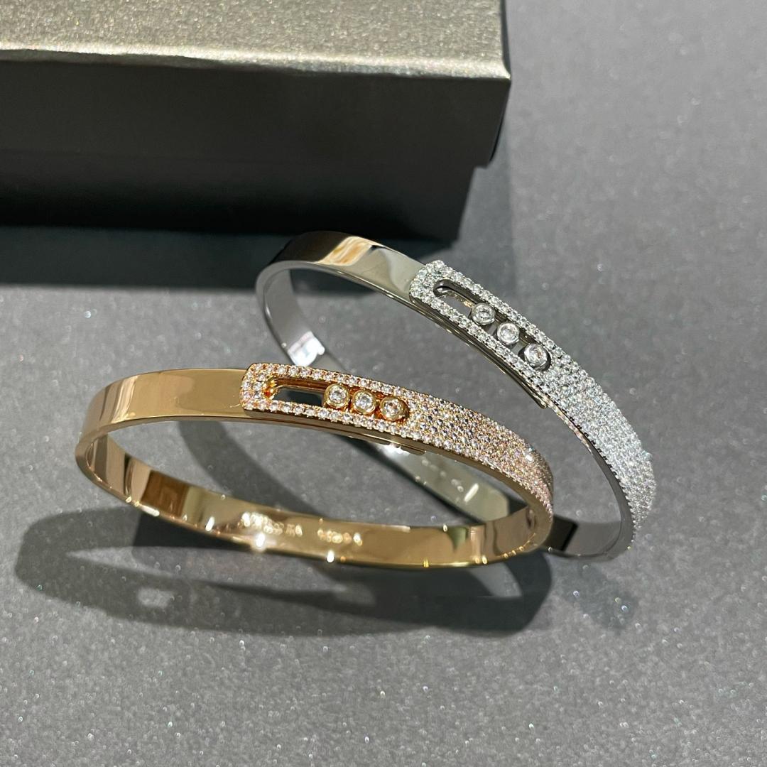 [Glimmer]Move Noa Rose Gold Pavé Diamond Bangle Bracelet