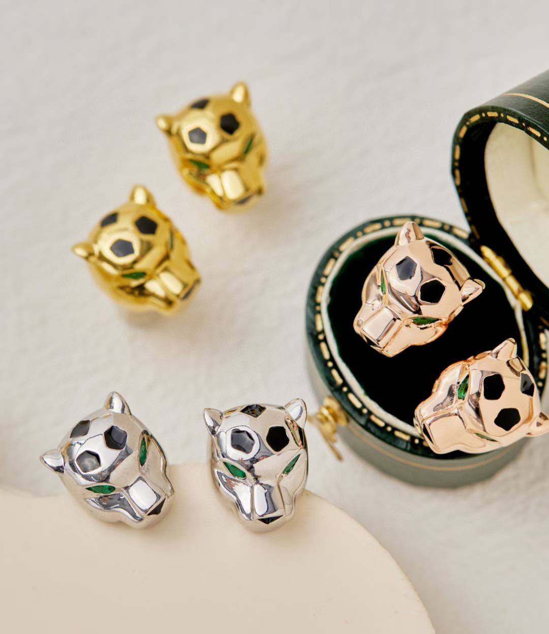 [?Glimmer]CHRRTAH-PRINT STUD EARRINGS, THREE COLORS