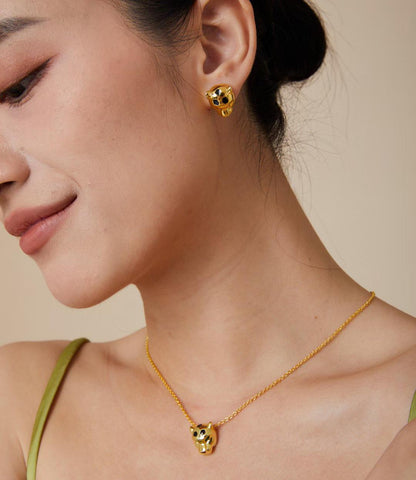 [?Glimmer]CHRRTAH-PRINT STUD EARRINGS, THREE COLORS