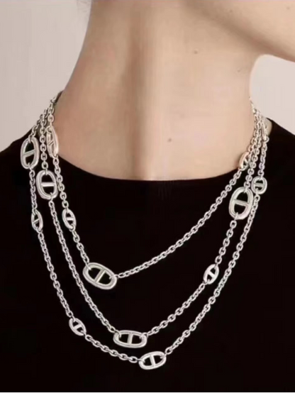 [Glimmer]Classic Silver Sweater Chain