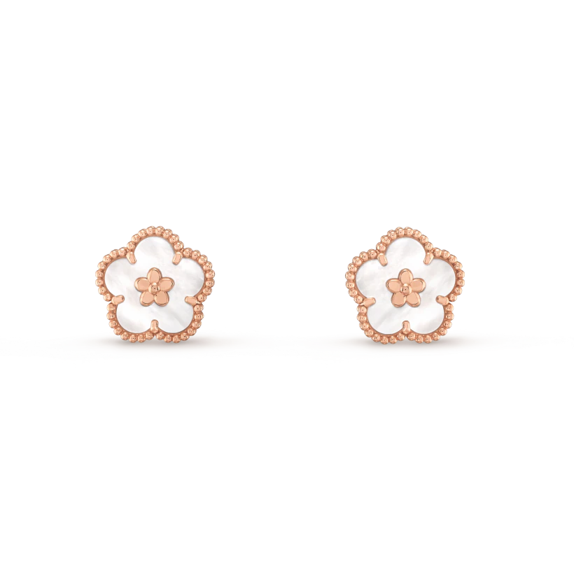 [Glimmer]LUCKY PINK GOLD WHITE MOP EARRINGS