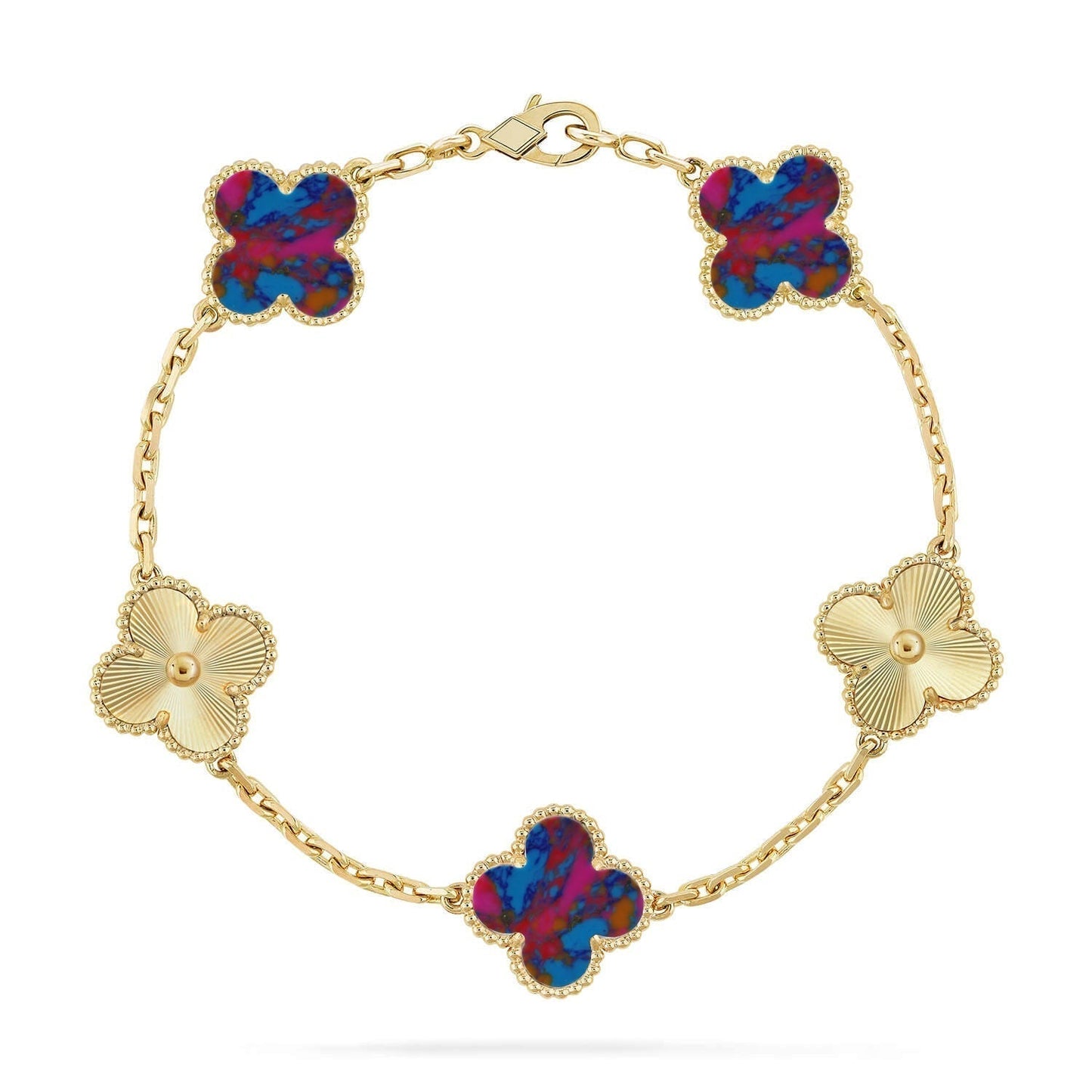 [Glimmer]CLOVER 5 MOTIF COLOR GEMSTONES BRACELET COLLECTION