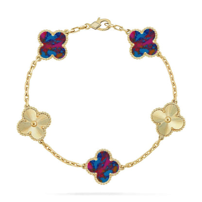 [Glimmer]CLOVER 5 MOTIF COLOR GEMSTONES BRACELET COLLECTION