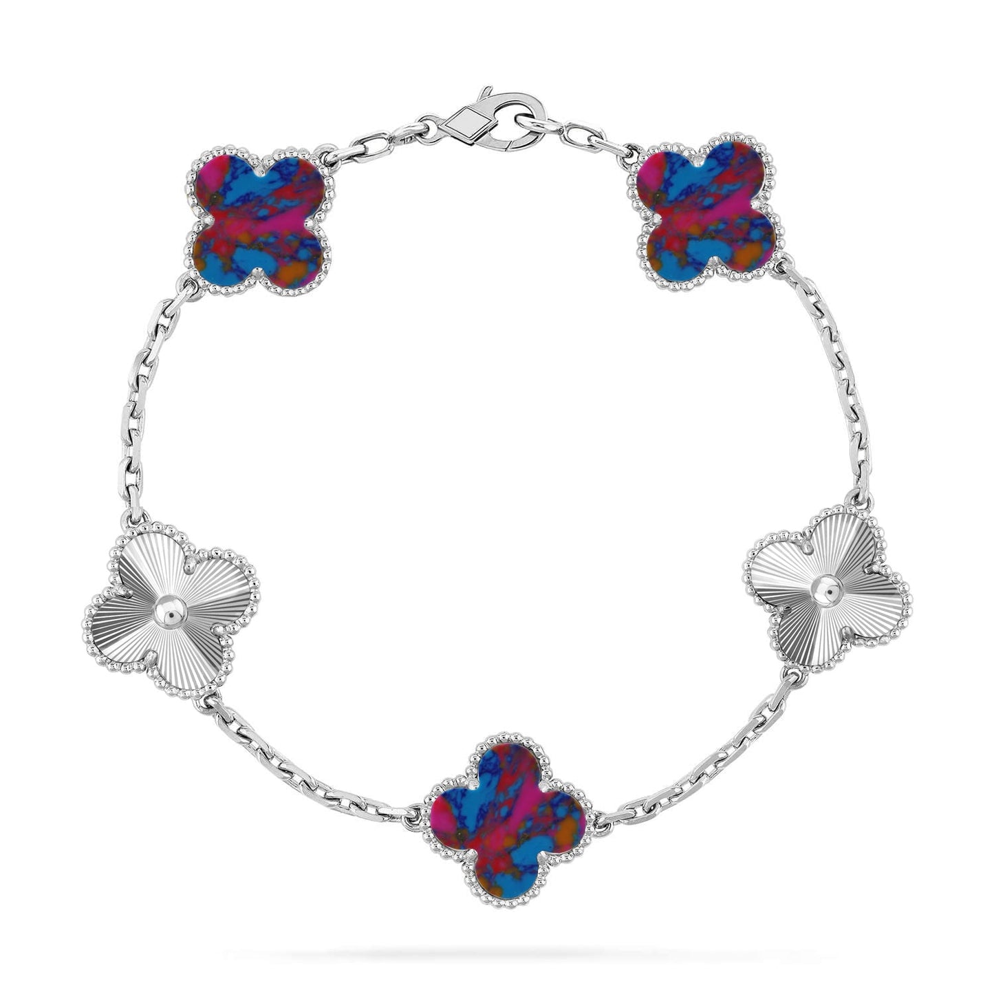 [Glimmer]CLOVER 5 MOTIF COLOR GEMSTONES BRACELET COLLECTION