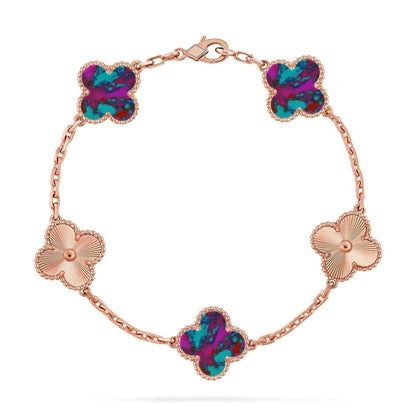 [Glimmer]CLOVER 5 MOTIF COLOR GEMSTONES BRACELET COLLECTION