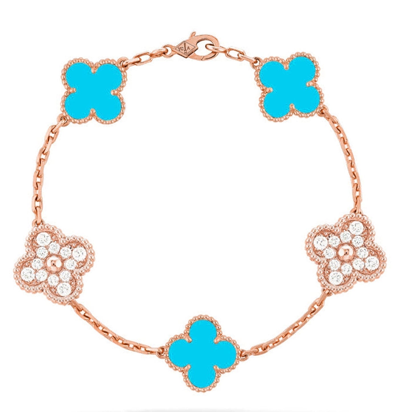 [Glimmer] CLOVER 5 MOTIF TURQUOISE BRACELET COLLECTION