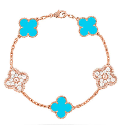 [Glimmer] CLOVER 5 MOTIF TURQUOISE BRACELET COLLECTION