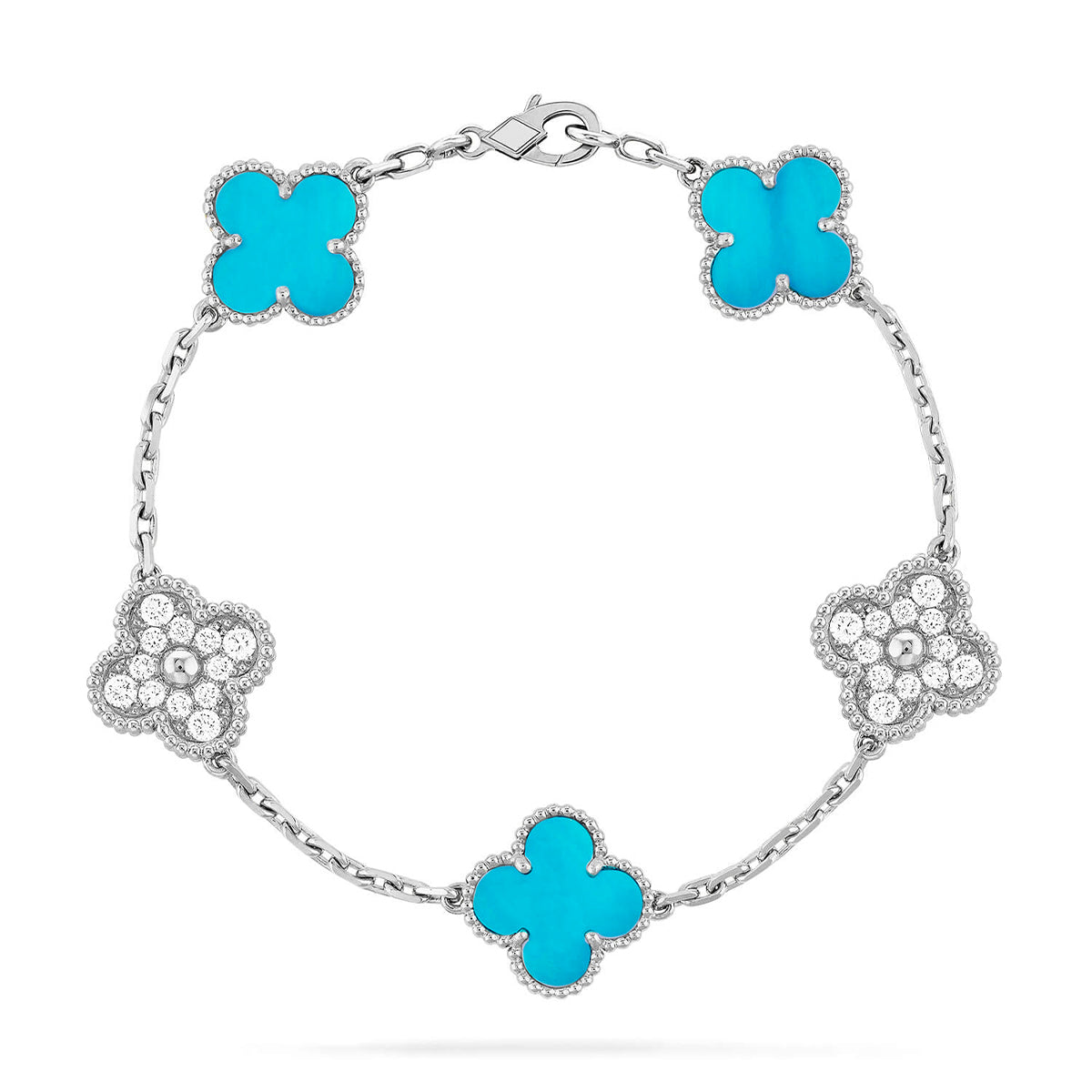 [Glimmer] CLOVER 5 MOTIF TURQUOISE BRACELET COLLECTION