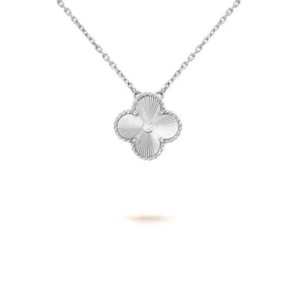 [Glimmer]CLOVER  15MM DIAMOND LASER NECKLACE SILVER