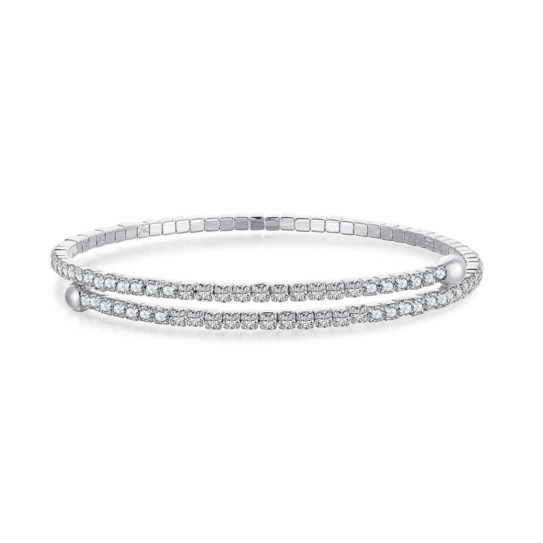 [Glimmer Jewelry]Row of Diamonds Round Fashion Bracelet