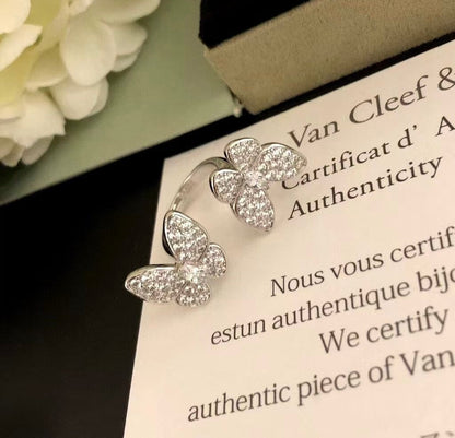 [Glimmer]TWIN SILVER BUTTERFLY DIAMOND RING