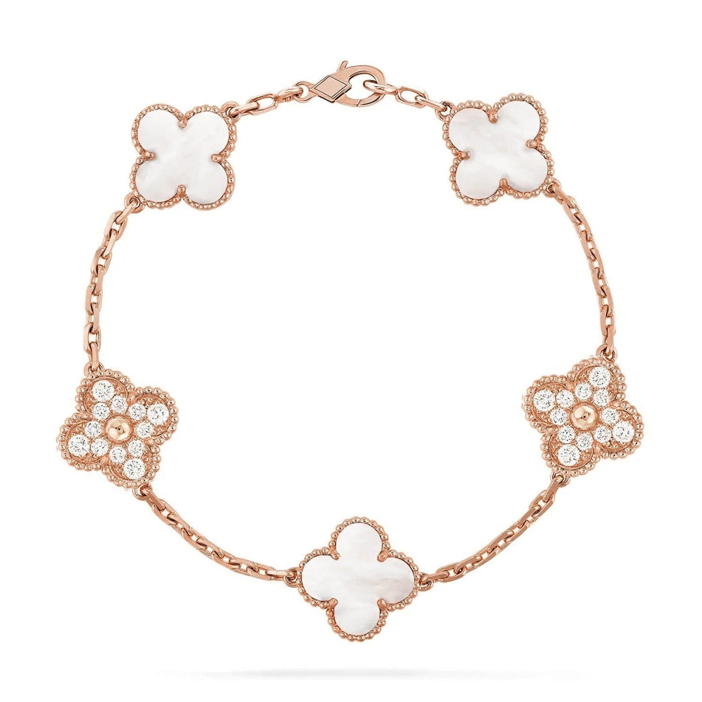 [Glimmer]CLOVER WHITE PEARL MOP 5 MOTIF BRACELET COLLECTION
