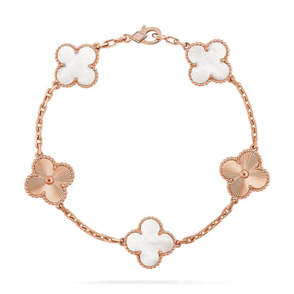 [Glimmer]CLOVER WHITE PEARL MOP 5 MOTIF BRACELET COLLECTION