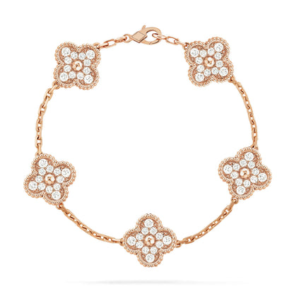 [Glimmer] CLOVER 5 MOTIF FULL DIAMOND BRACELET COLLECTION