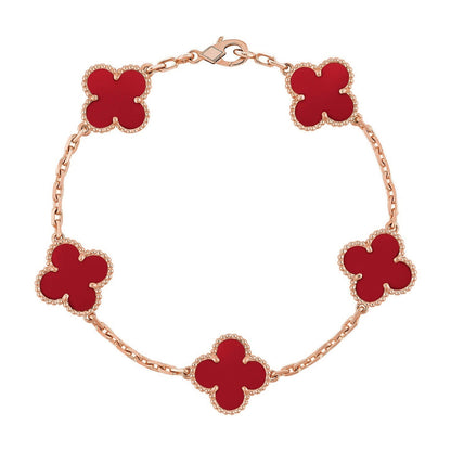 [Glimmer] CLOVER 5 MOTIF RED CORNELIAN BRACELET COLLECTION