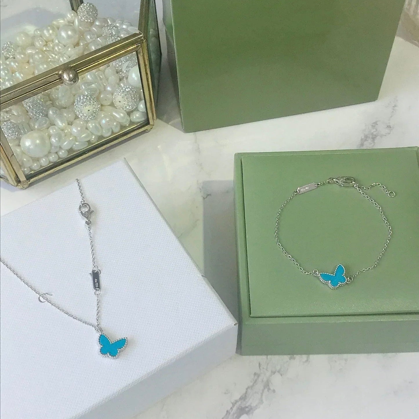 [Glimmer]BUTTERFLY TURQUOISE BUTTERFLY BRACELET SILVER
