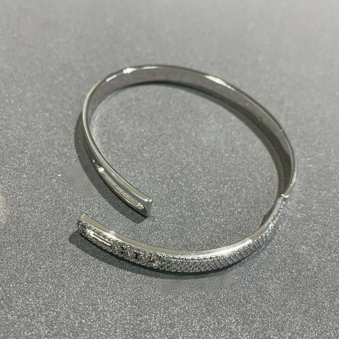 [Glimmer]Move Noa Rose Gold Pavé Diamond Bangle Bracelet