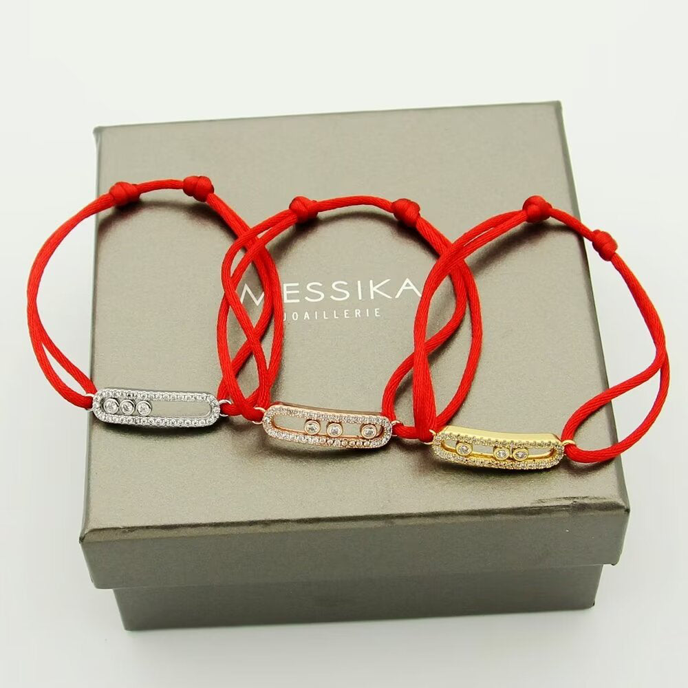 [Glimmer]Messika Care(s) pink cord pavé bracelet