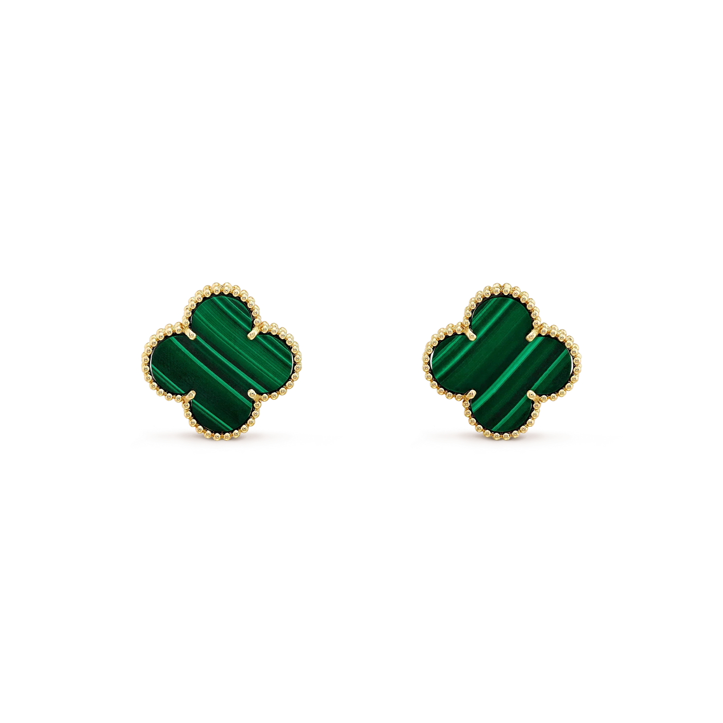 [Glimmer]CLOVER MINI 9.5MM MALACHITE  EARRINGS