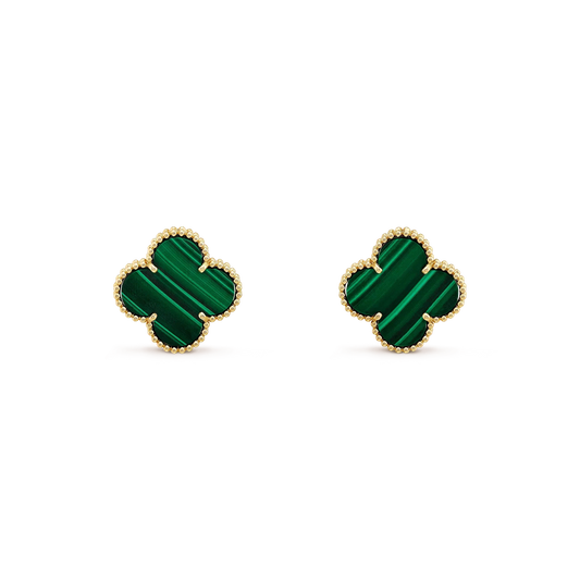 [Glimmer]CLOVER MINI 9.5MM MALACHITE  EARRINGS