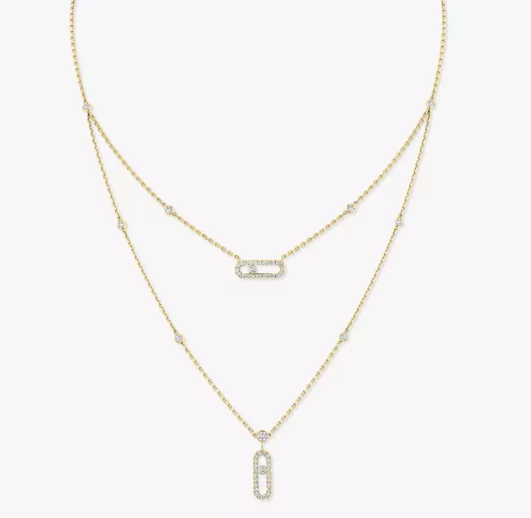 [Glimmer]MS Double-Circle Full-Diamond Necklace