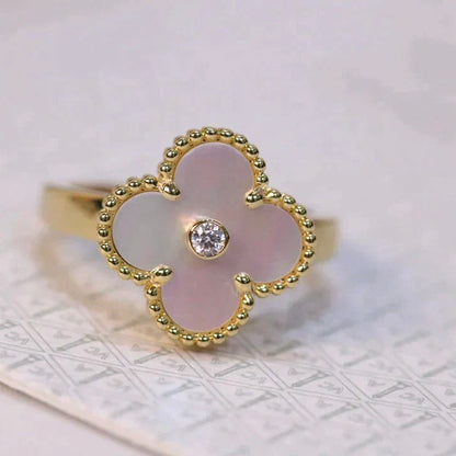 [Glimmer]CLOVER PINK MOP RING GOLD DIAMOND