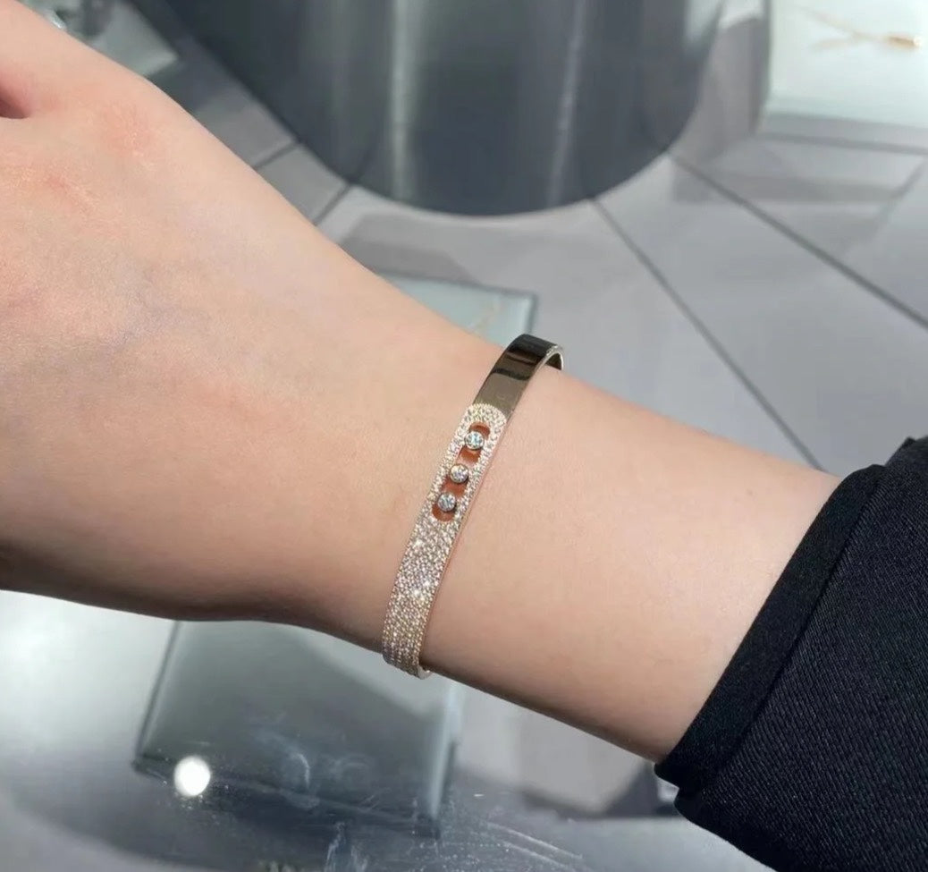 [Glimmer]Move Noa Rose Gold Pavé Diamond Bangle Bracelet