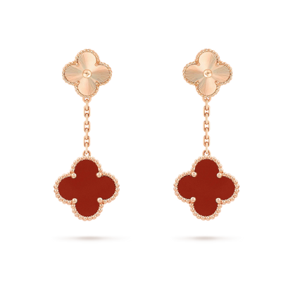 [Glimmer]CLOVER 2 MOTIF  LASER CARNELIAN EARRINGS