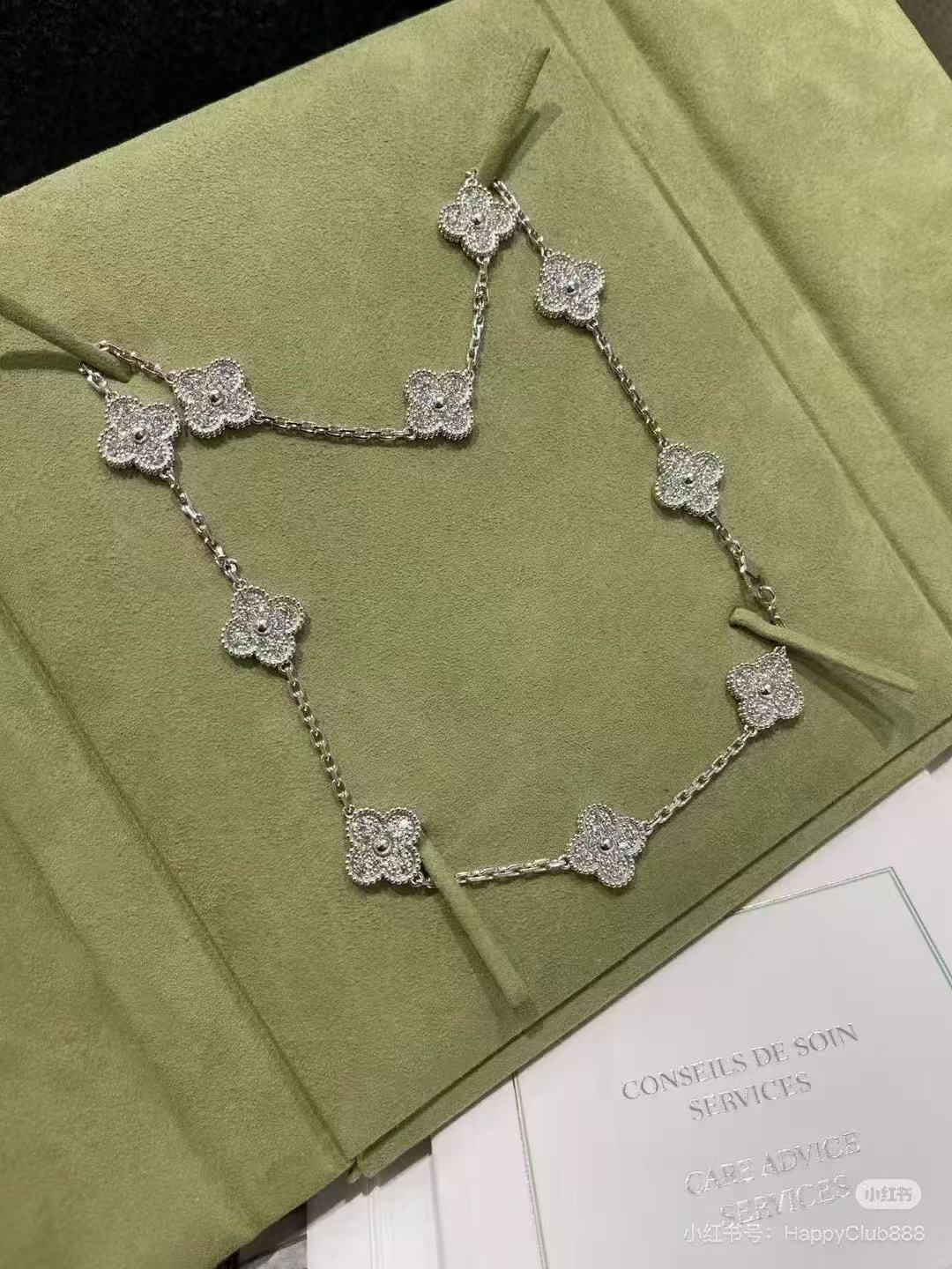 [Glimmer Jewelry]CLOVER 10 MOTIFS FULL DIAMOND NECKLACE