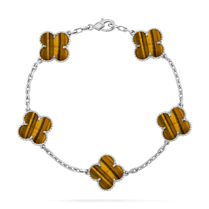 [Glimmer] CLOVER 5 MOTIFS TIGER EYE BRACELET COLLECTION