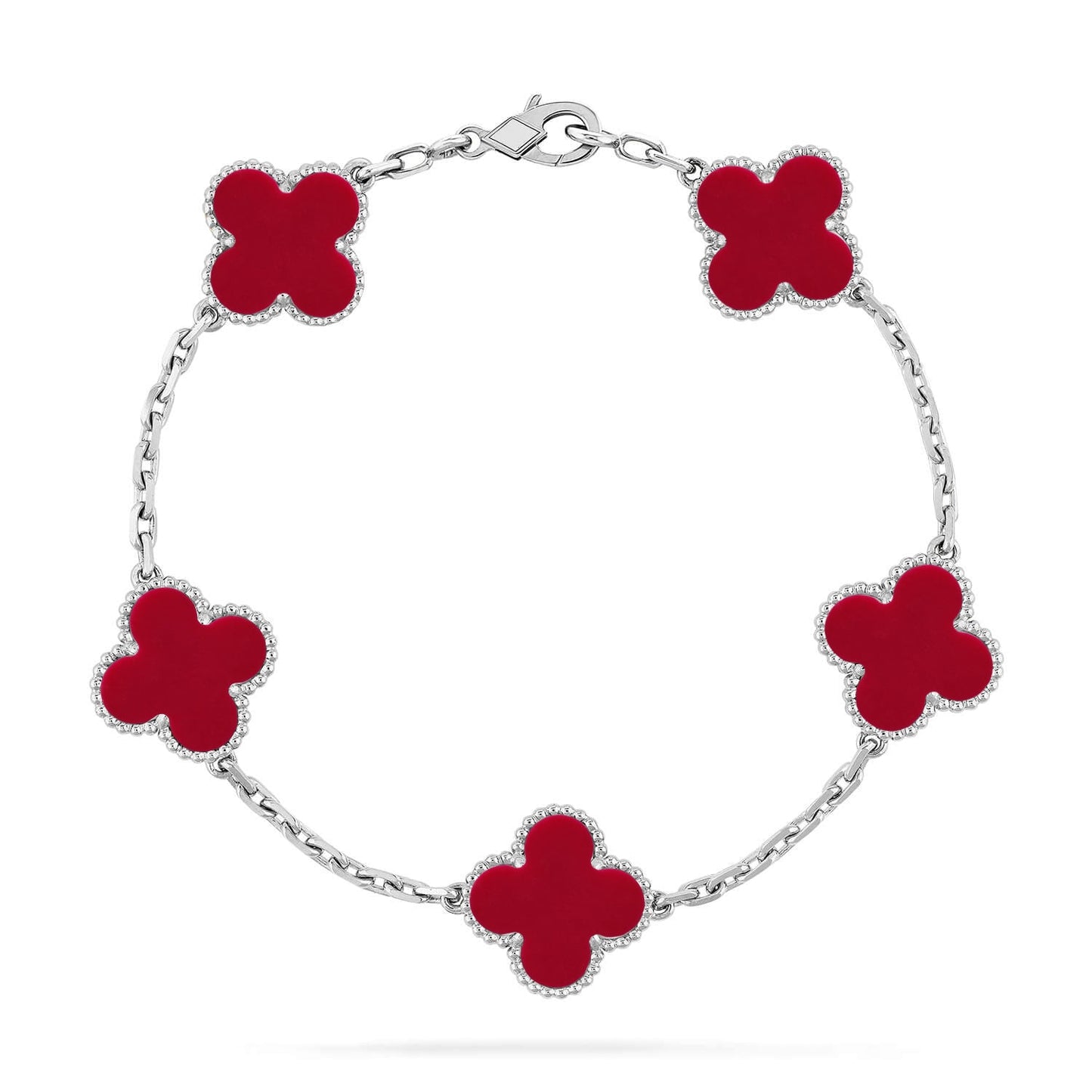 [Glimmer] CLOVER 5 MOTIF RED CORNELIAN BRACELET COLLECTION