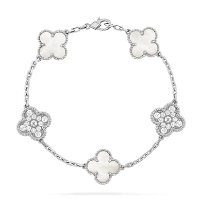 [Glimmer]CLOVER WHITE PEARL MOP 5 MOTIF BRACELET COLLECTION