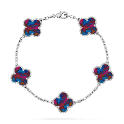 [Glimmer]CLOVER 5 MOTIF COLOR GEMSTONES BRACELET COLLECTION